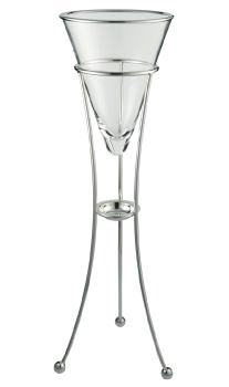 Glass champagne bucket on stand in silver plated - Ercuis